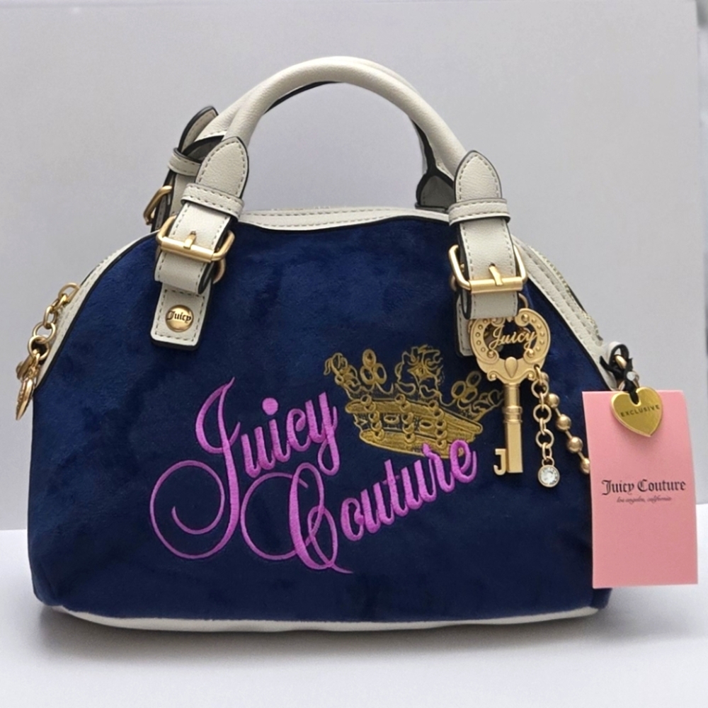 NWT Juicy Couture The Key To Juicy Dome Regal Satchel Crossbody Blue Navy 00s 💙